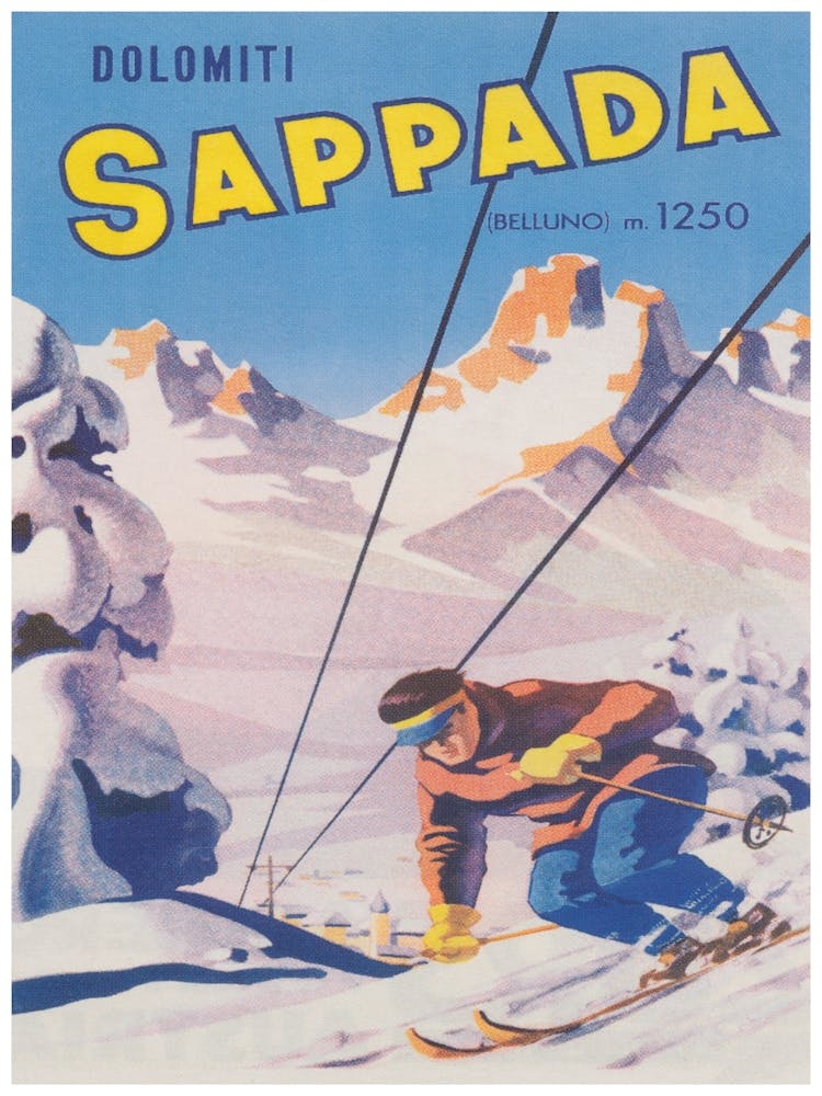 Sappada Italy Vintage Ski Poster