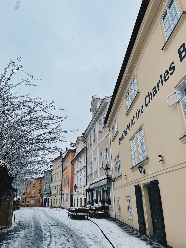 Snowy Prague Streets