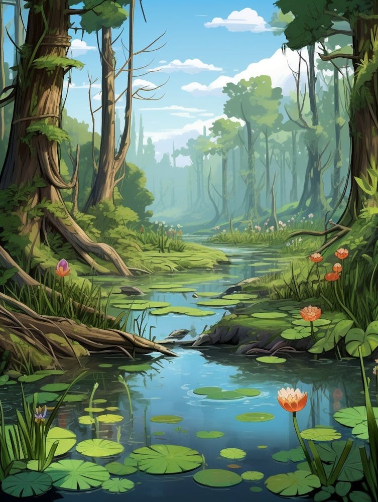 Swamp And Wetlands Cartoon 2