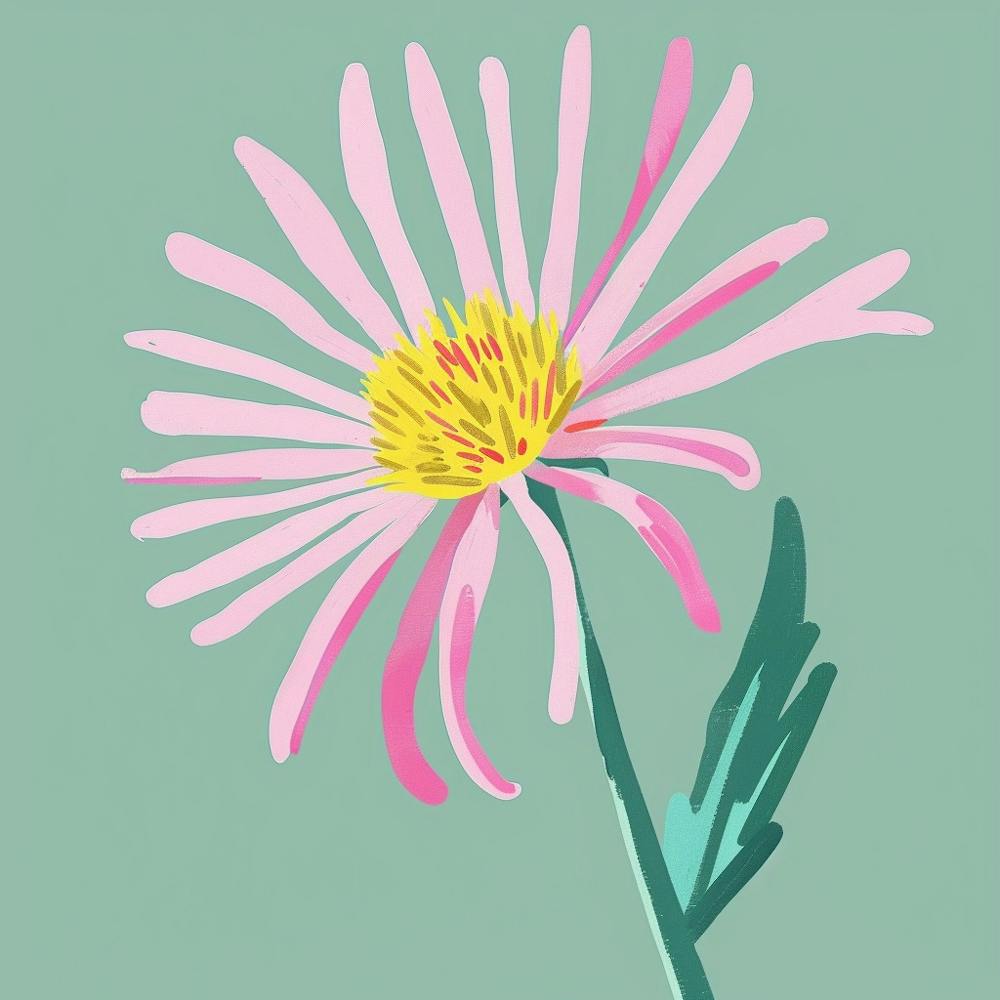 Asters 3 Quadratische Blumenillustration