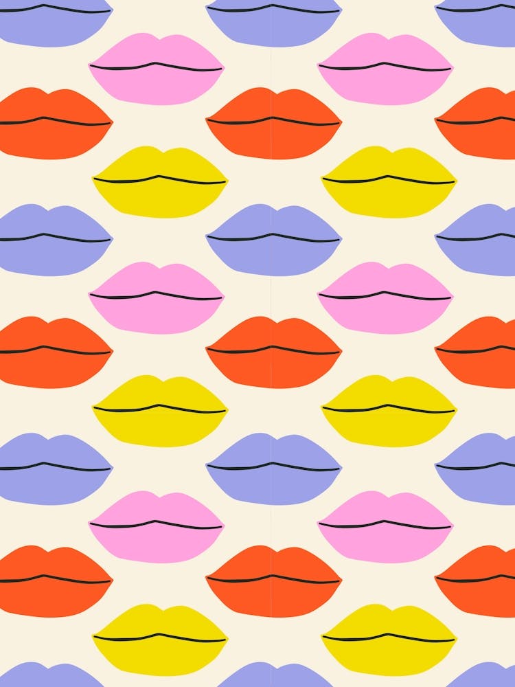 Retro Vibrant Colorful Lips Grid Teen