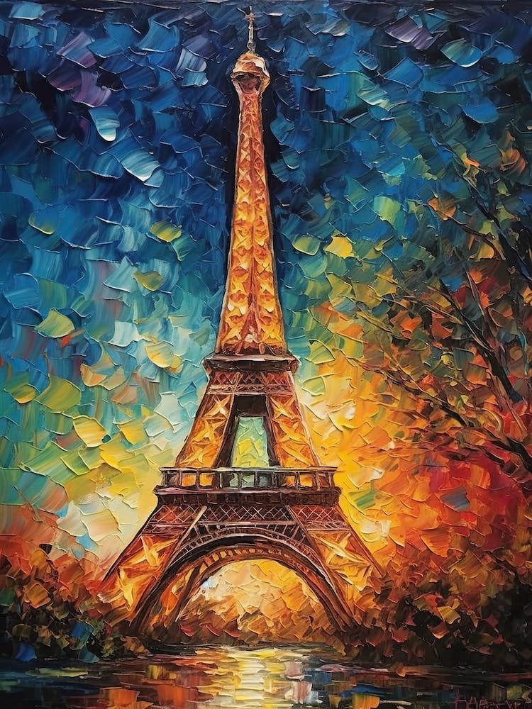 Eiffel Tower Paris France Vincent Van Gogh Style 21