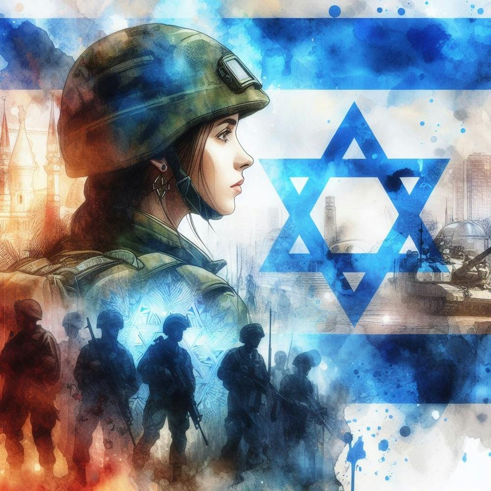 Israeli Soldier In Front Of The Flag 1