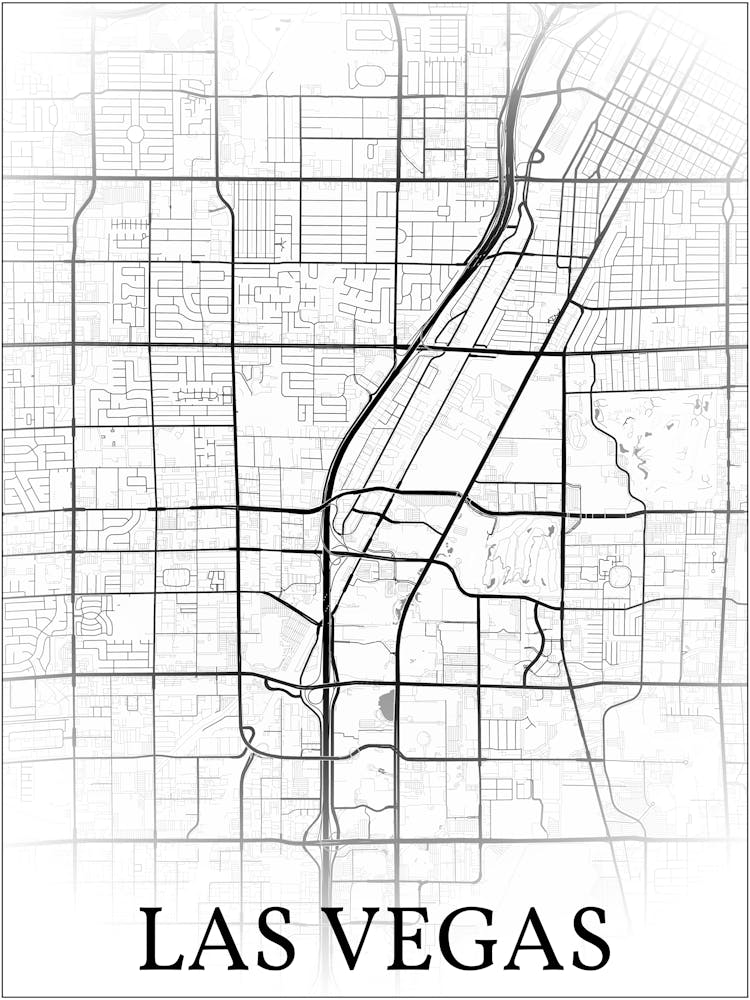 Las Vegas, Nevada, United States, City Map, Black And White Fade Design