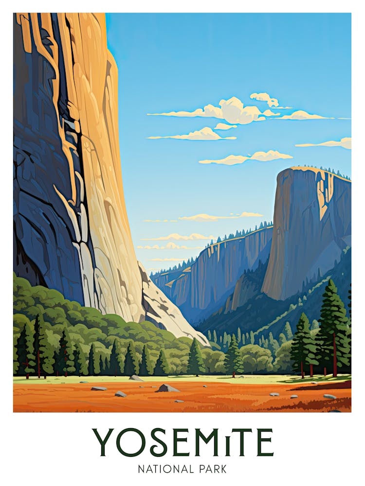 Yosemite National Park Maximalist Travel Poster Vibrant Colour