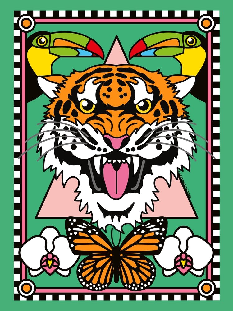 Tropical Tiger Year Of The Water Tiger Power Green