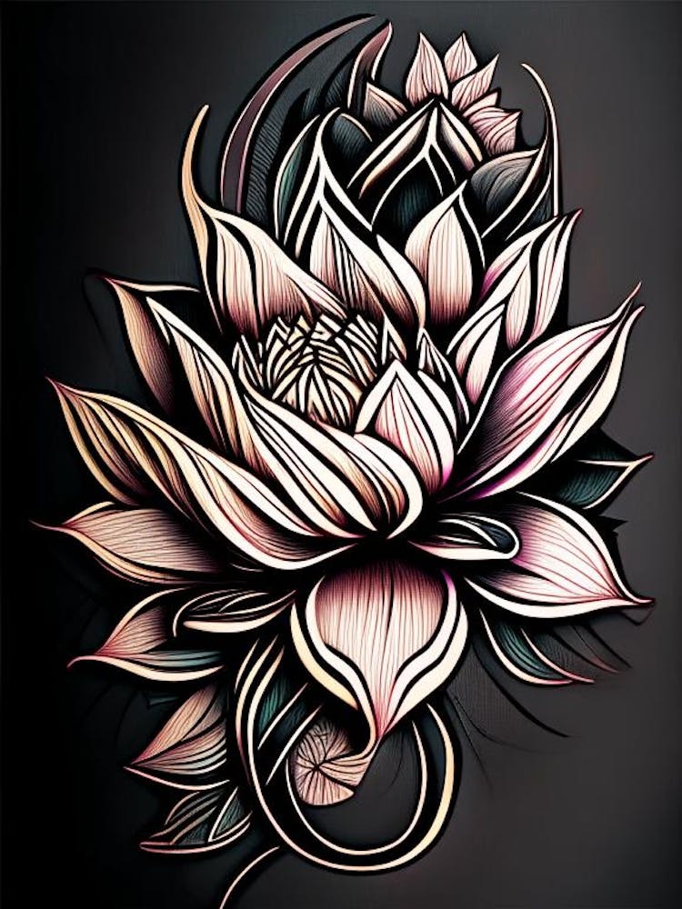 Lotus Flower Pattern Graffiti 1