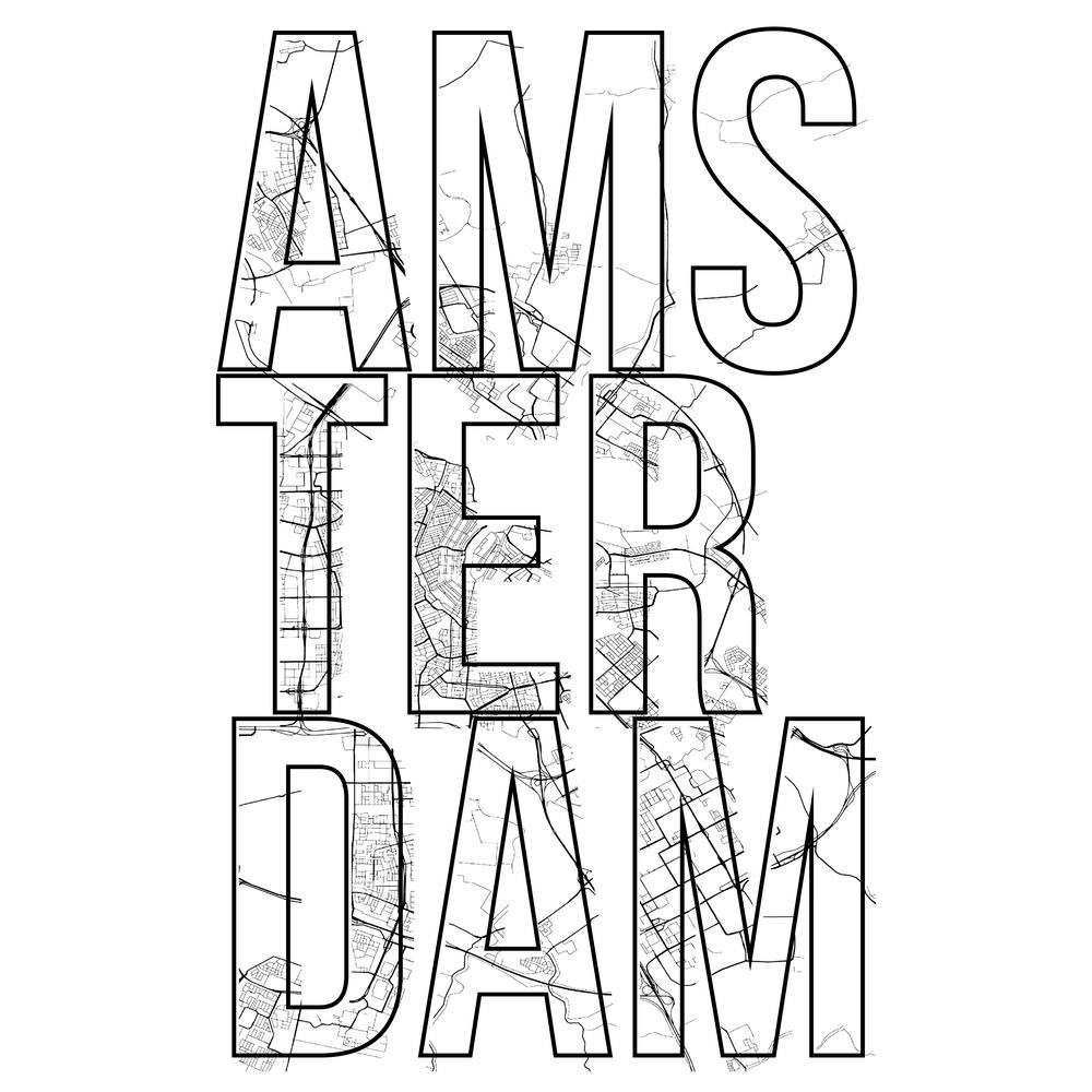 Amsterdam Street Map Typography Square