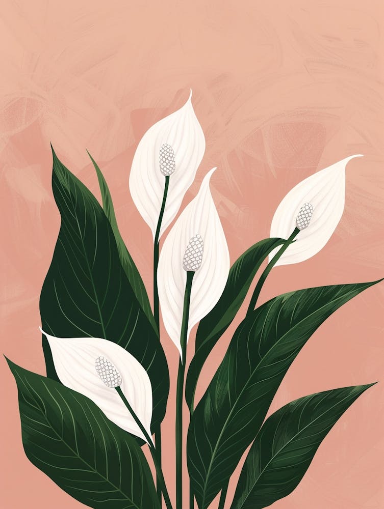 Peace Lily Plant Minimalist Illustration 4