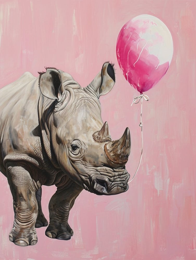 Cute Rhinoceros 2 With Balloon