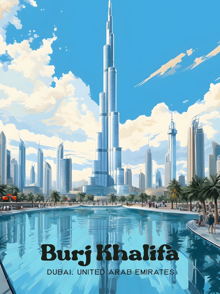 Burj Khalifa Dubai Cityscape Modern Travel Art