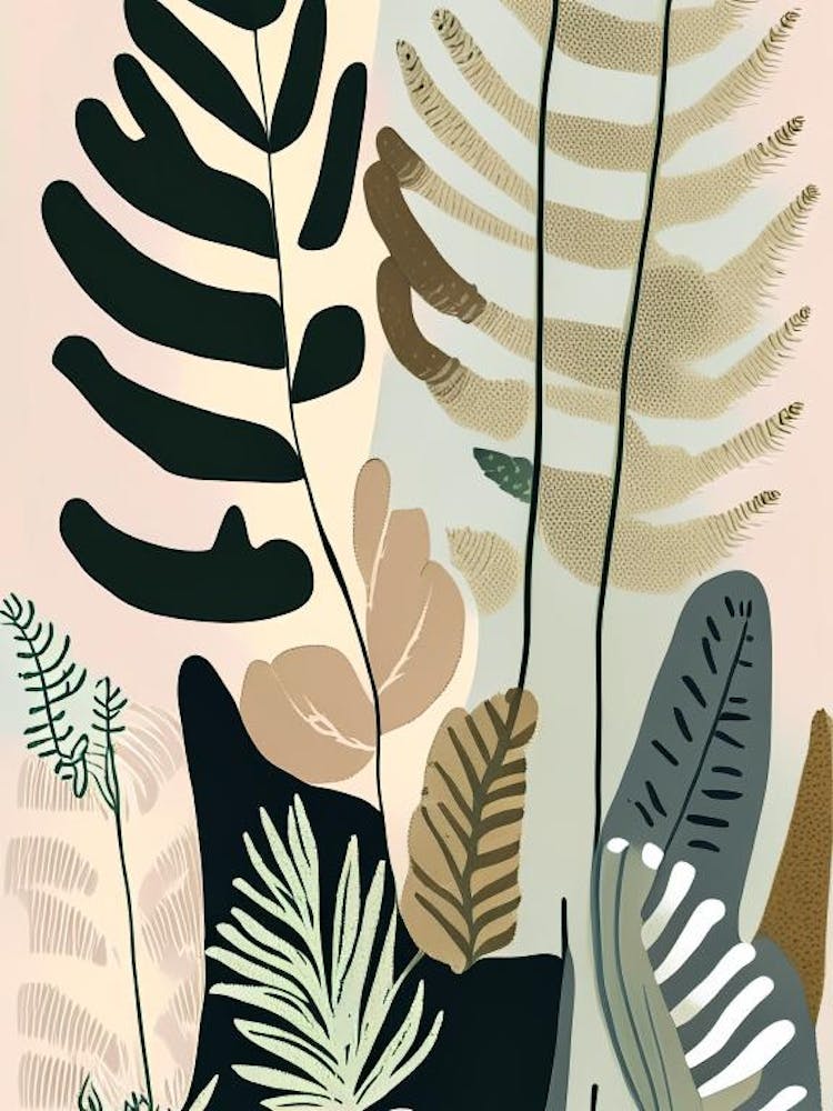 Marsh Fern Wildflower Modern Muted Colours 2