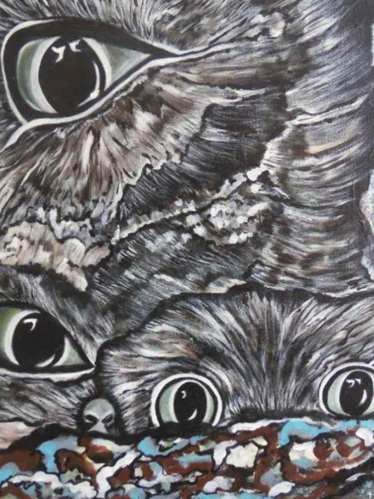 The Abstract Art With Themed Of Owl Eyes Paintings And Greater Owl Feathers