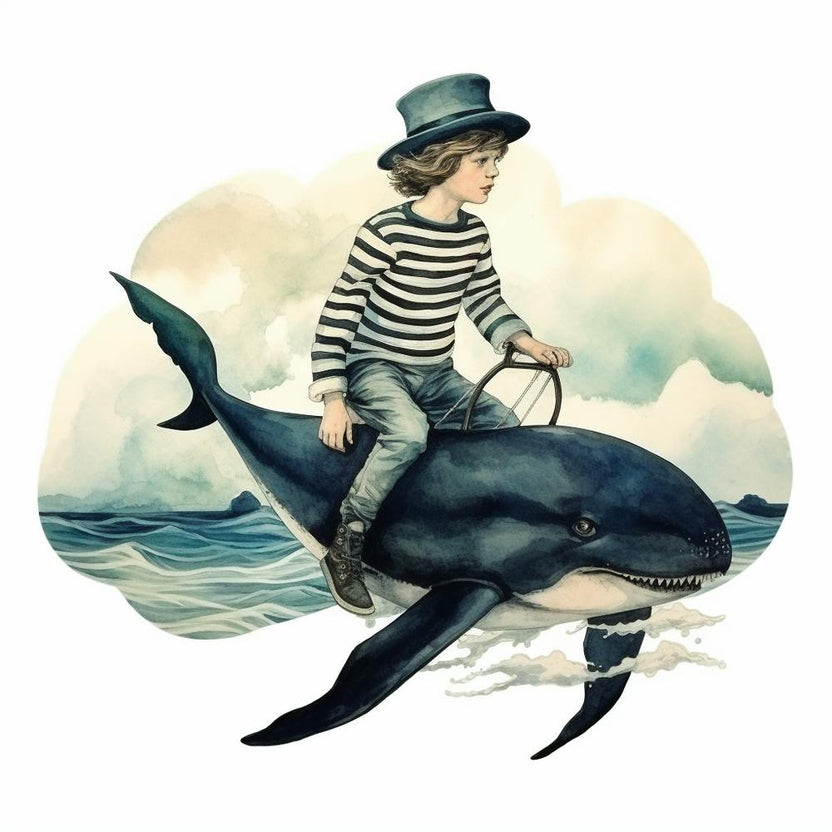Boy Riding A Whale