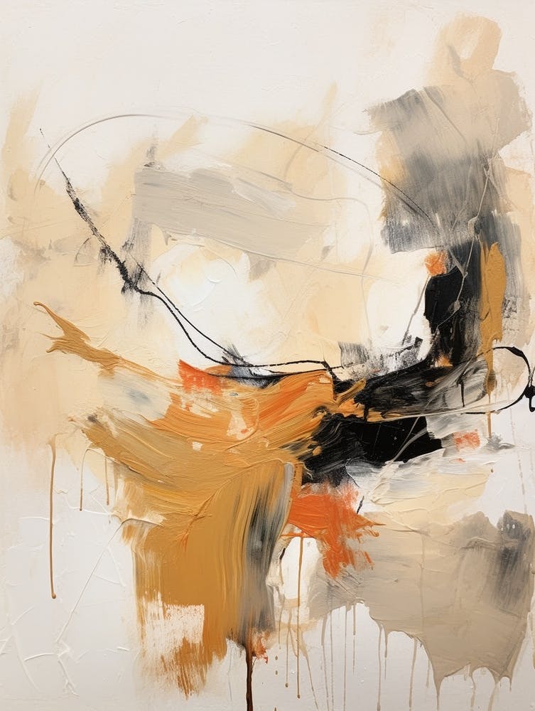 Charcoal And Orange Autumn Abstract Painting 9