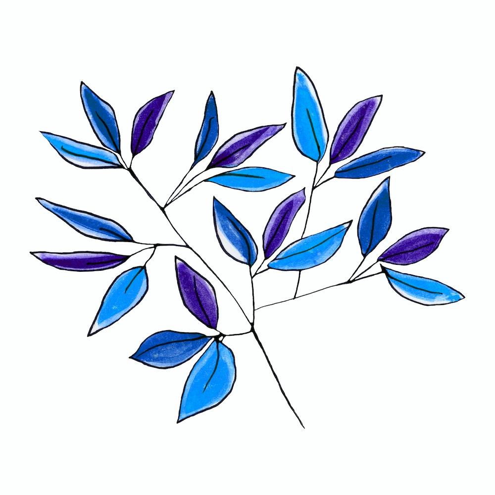 Blaue Blumenranken 2