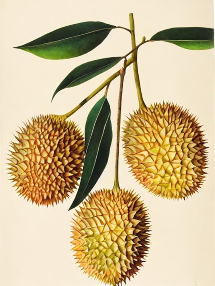 Durian 1 Watercolour Fruit Painting Fruit