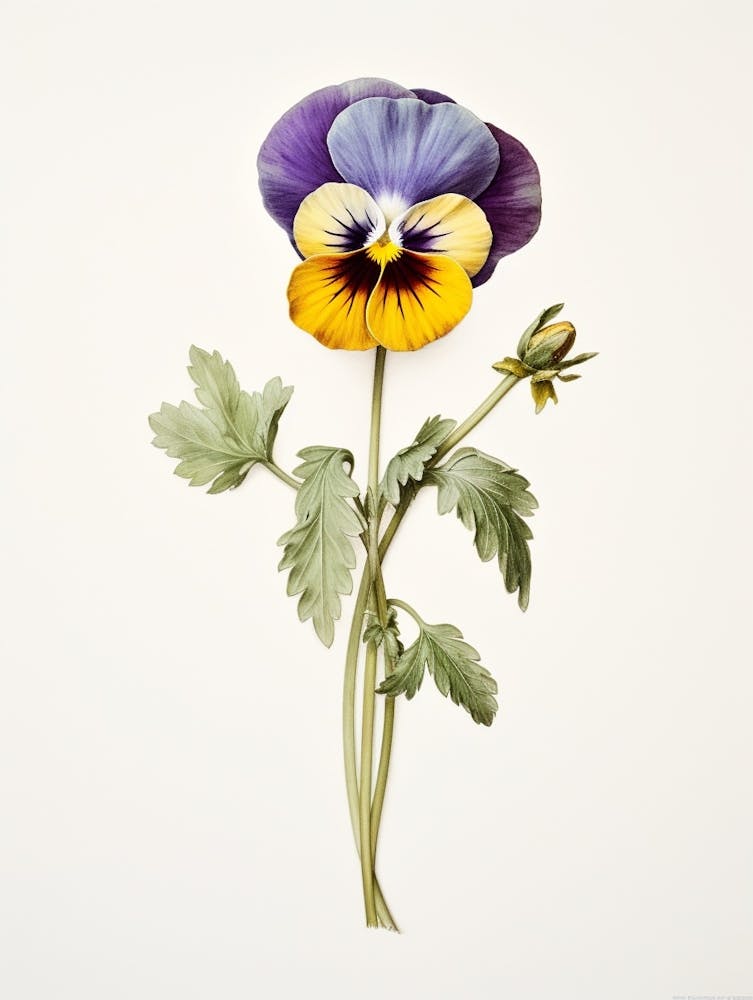 Pressed Wildflower Botanical Art Wild Pansy Viola