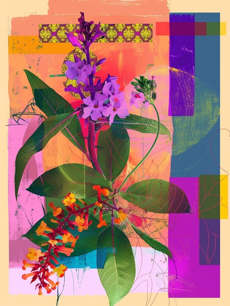 Lantana 3 Neon Flower Collage