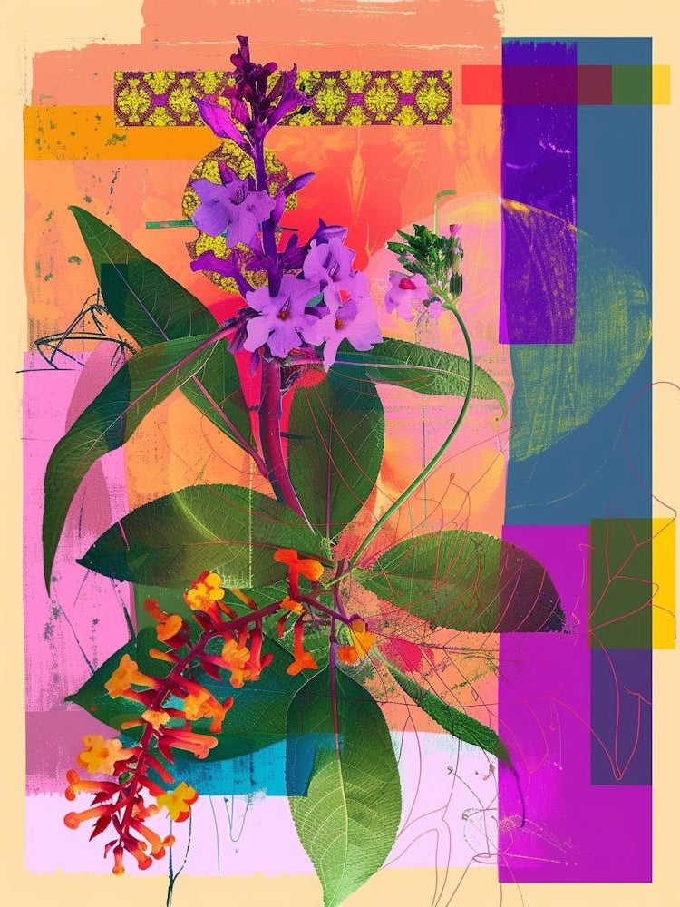 Lantana 3 Neon Flower Collage