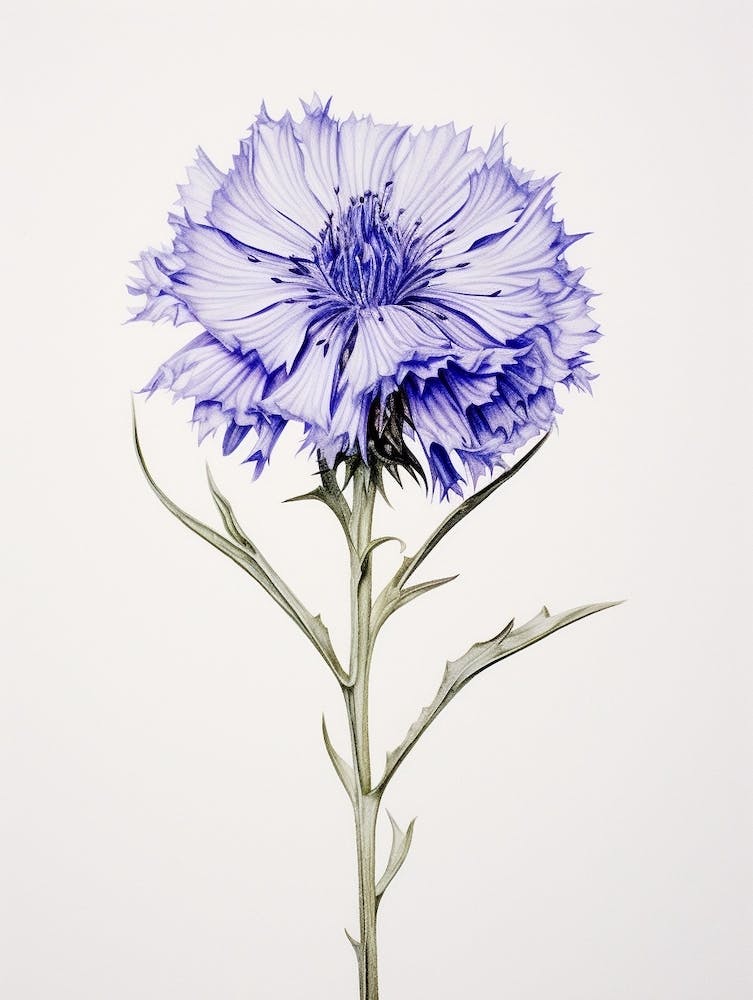 Pressed Flower Botanical Art Cornflower 2