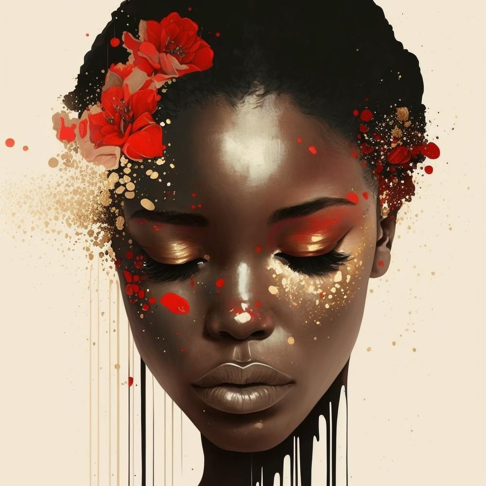 Black Girl With Flowers 3