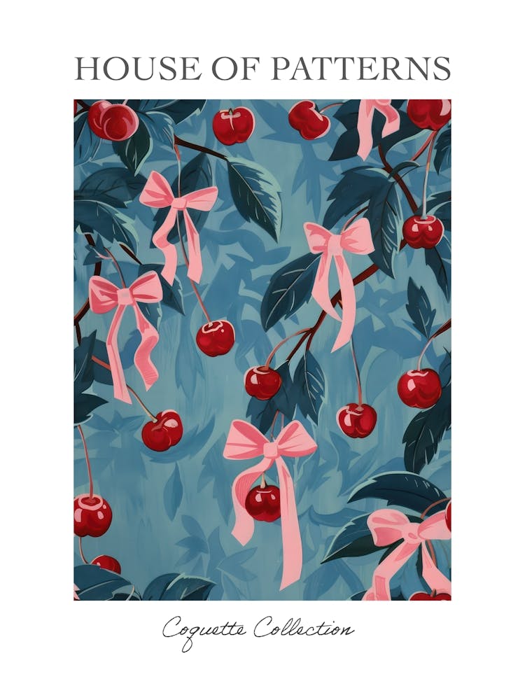 Folk Pink Bows 4 Pattern Poster