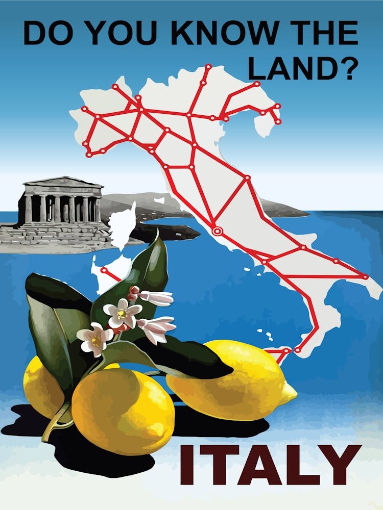 Italy, Map On The Coast