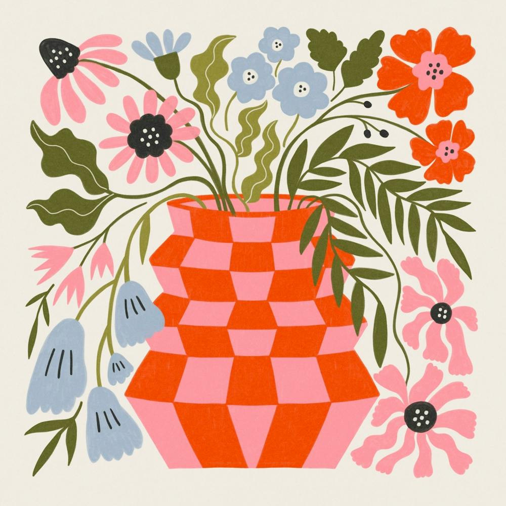 Checkered Flower Vase