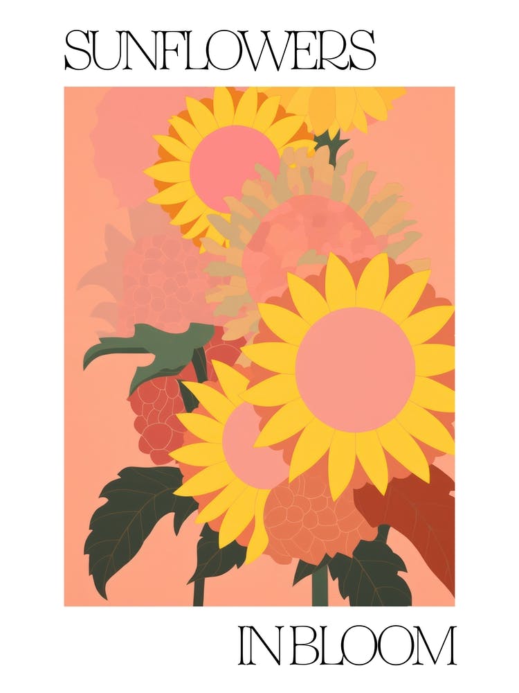Sunflowers In Bloom Flowers Bold Illustration 1