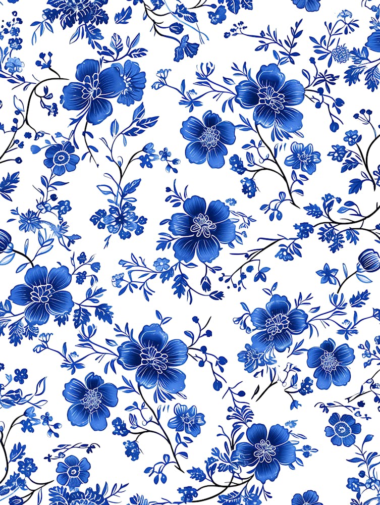 Blue And White Floral Pattern 21