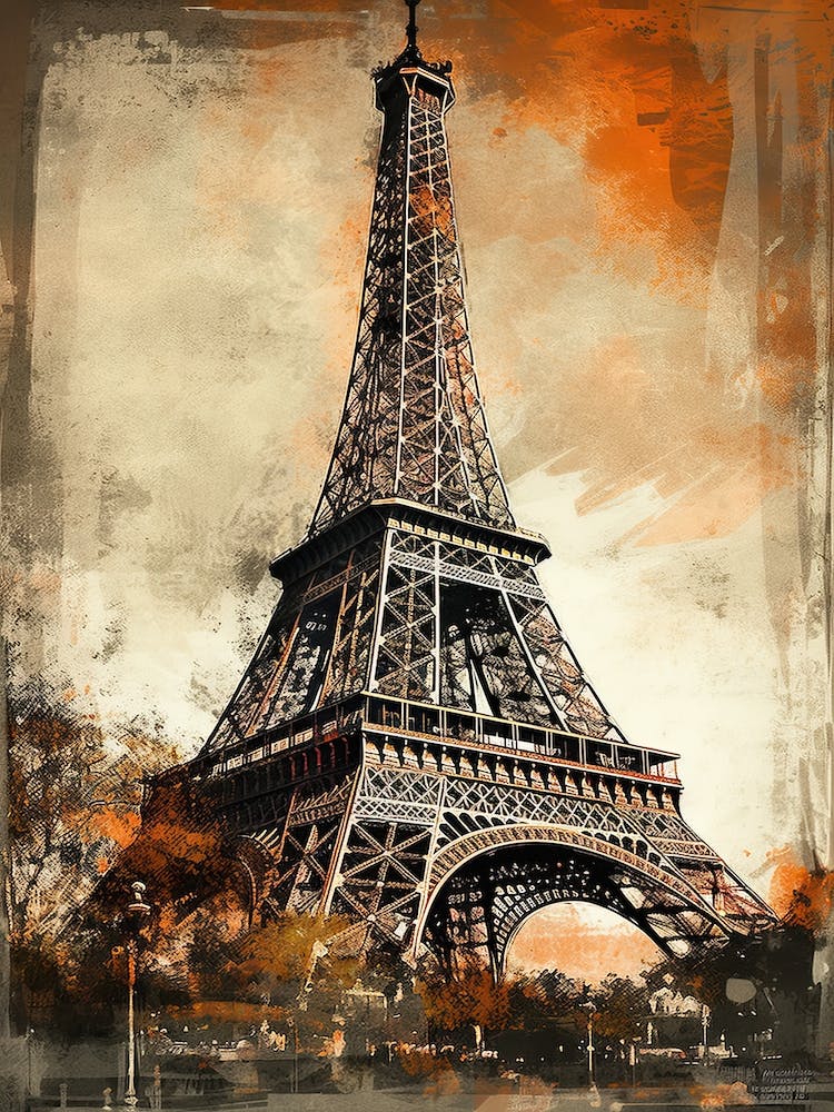 Tour Eiffel Paris France Style Croquis Dessiné 4