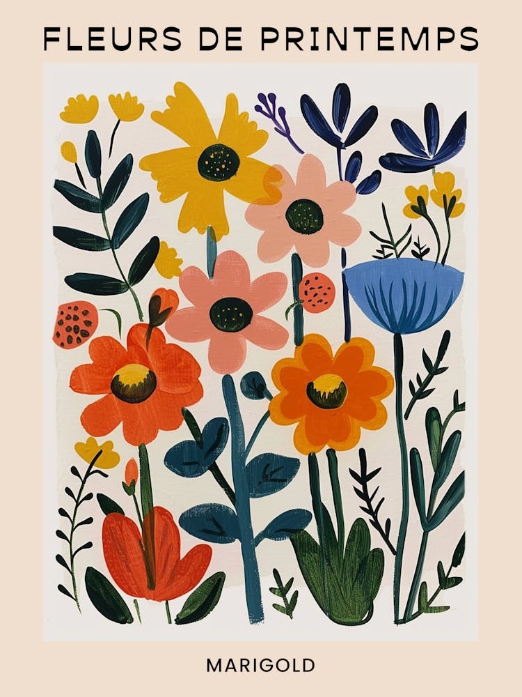 Spring Floral French Poster  Marigold 4