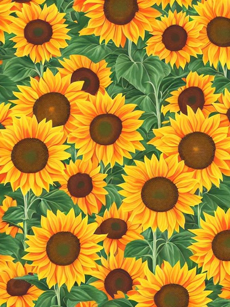 Sunflower Repeat Retro Flower