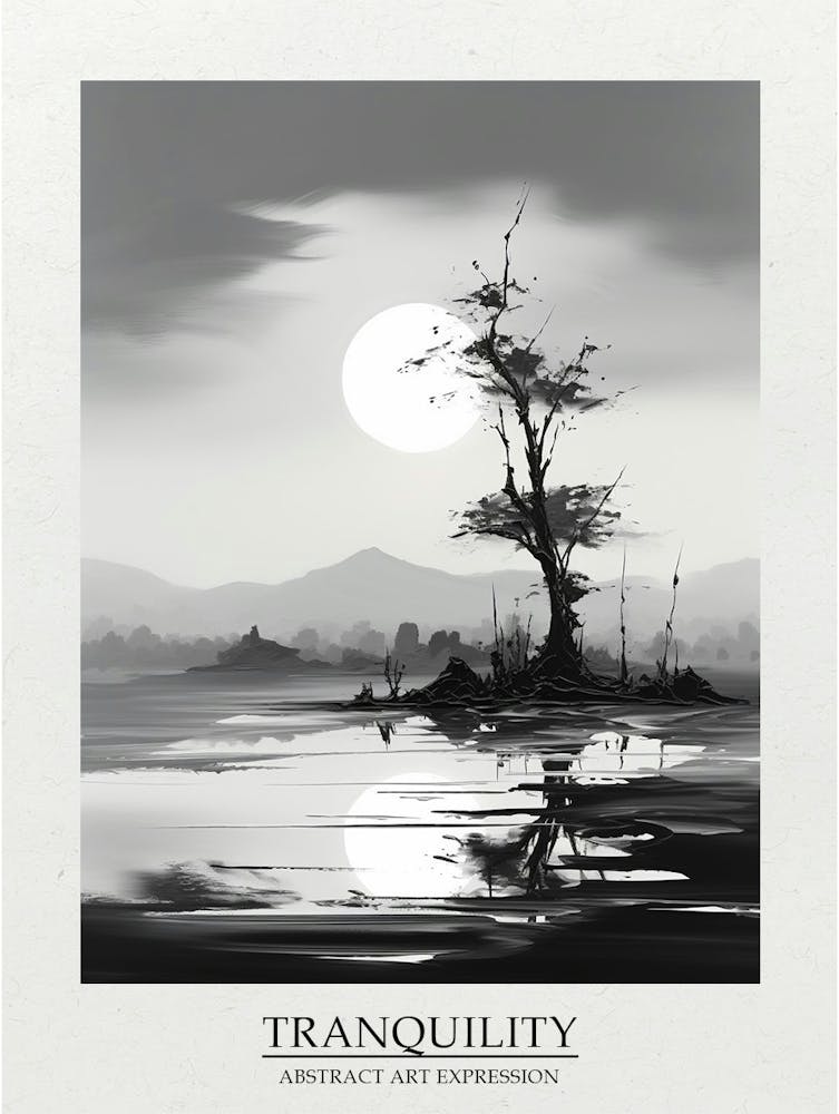 Tranquility Abstract Black And White 4 Poster