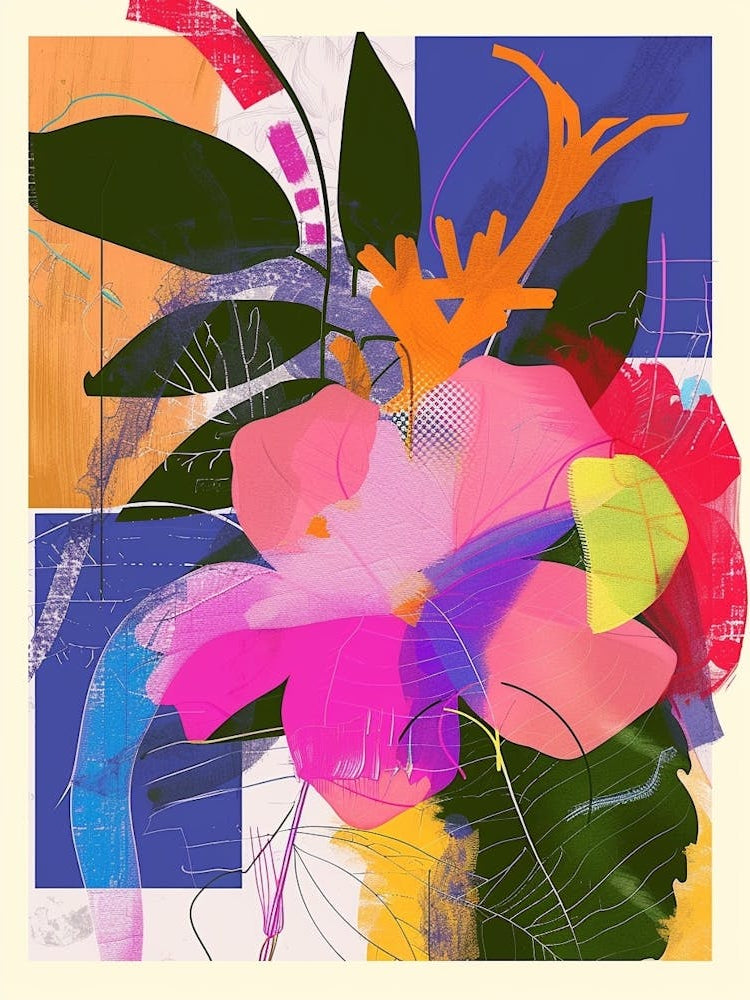 Cosmos 2 Neon Flower Collage