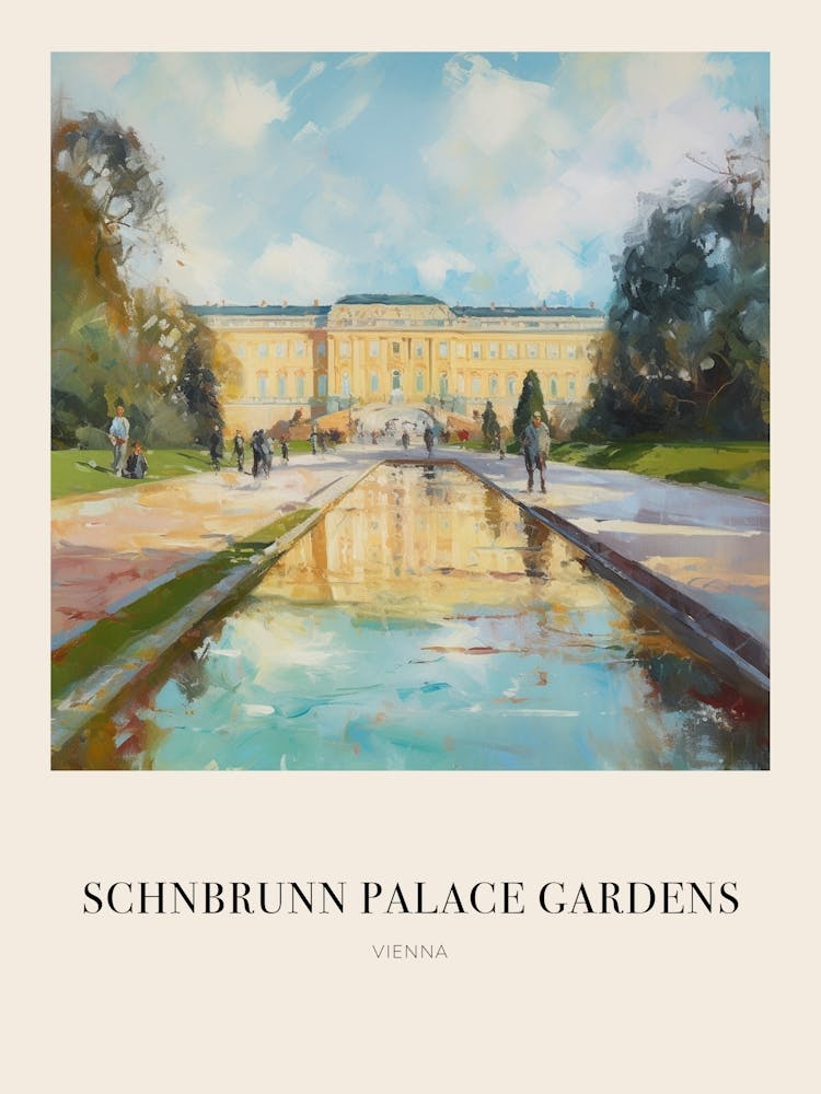 Schnbrunn Palace Gardens Vienna 2 Vintage Cezanne Inspired Poster