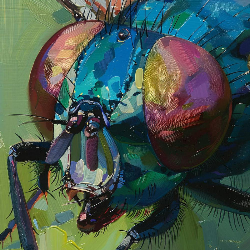 Oil Painting of a Flies Eyes Close-Up Makro Insect