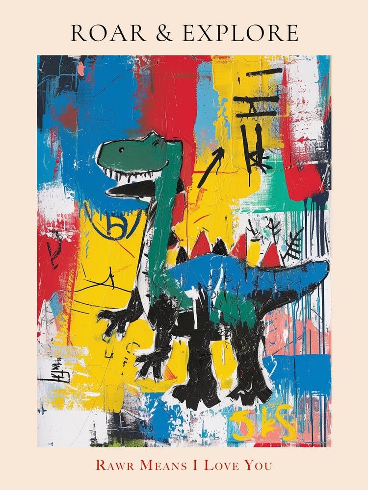 Graffiti Primary Colours Dinosaur Poster