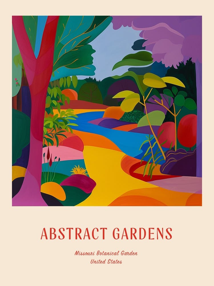 Colourful Gardens Missouri Botanical Garden Usa 1 Red Poster