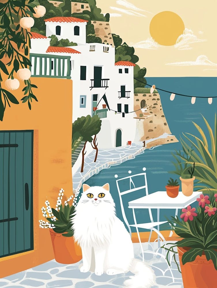 Persian Cat Storybook Illustration 2