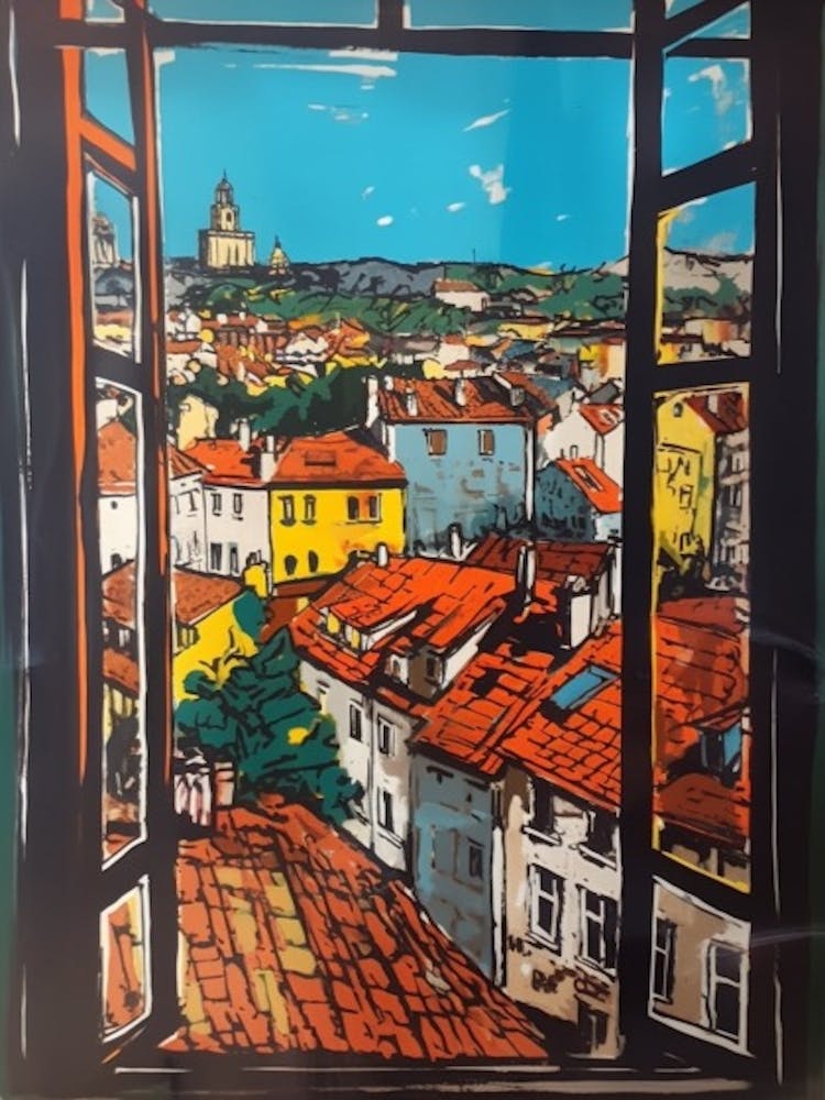 A Window View Of Prague In The Style Of Pop Art 4