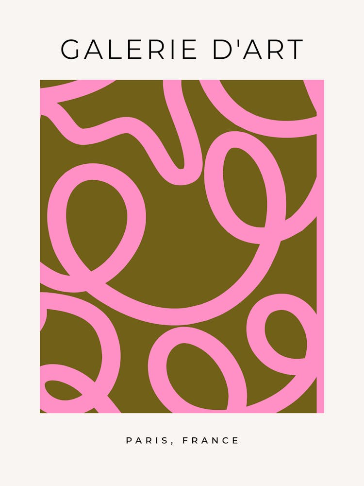 Abstract Line Olive Green And Pink Brush Strokes