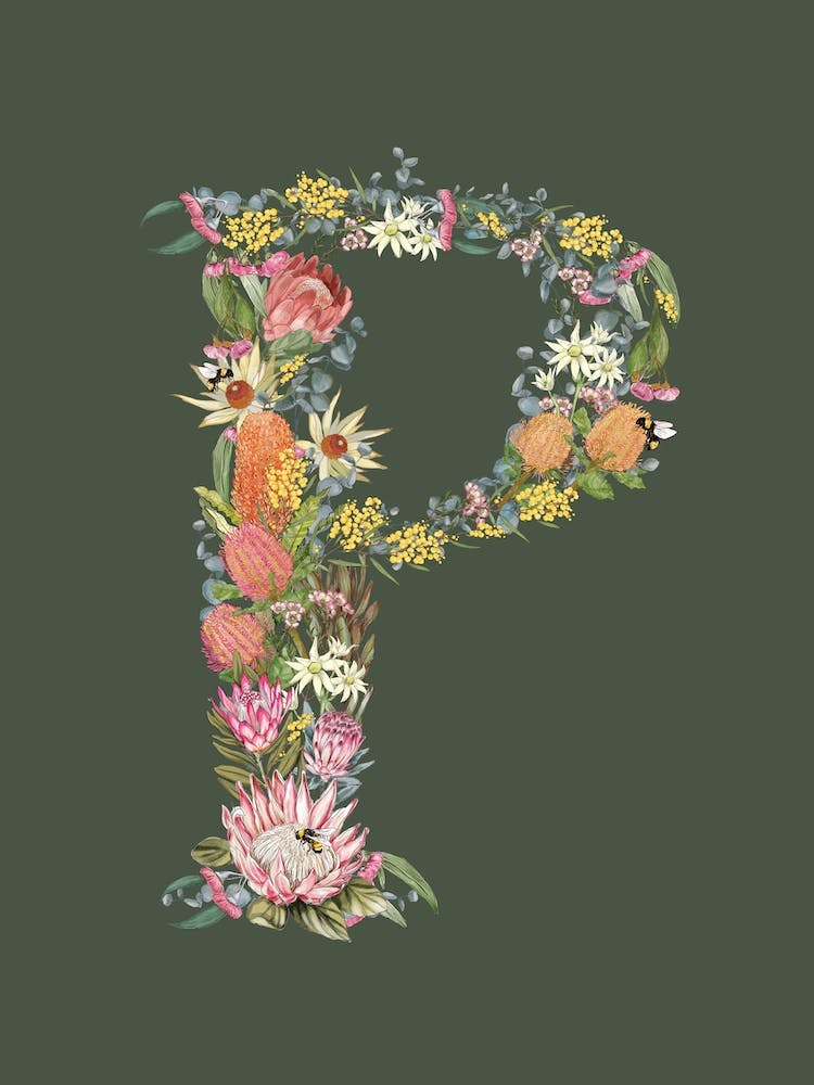 P Olive Alphabet Letter