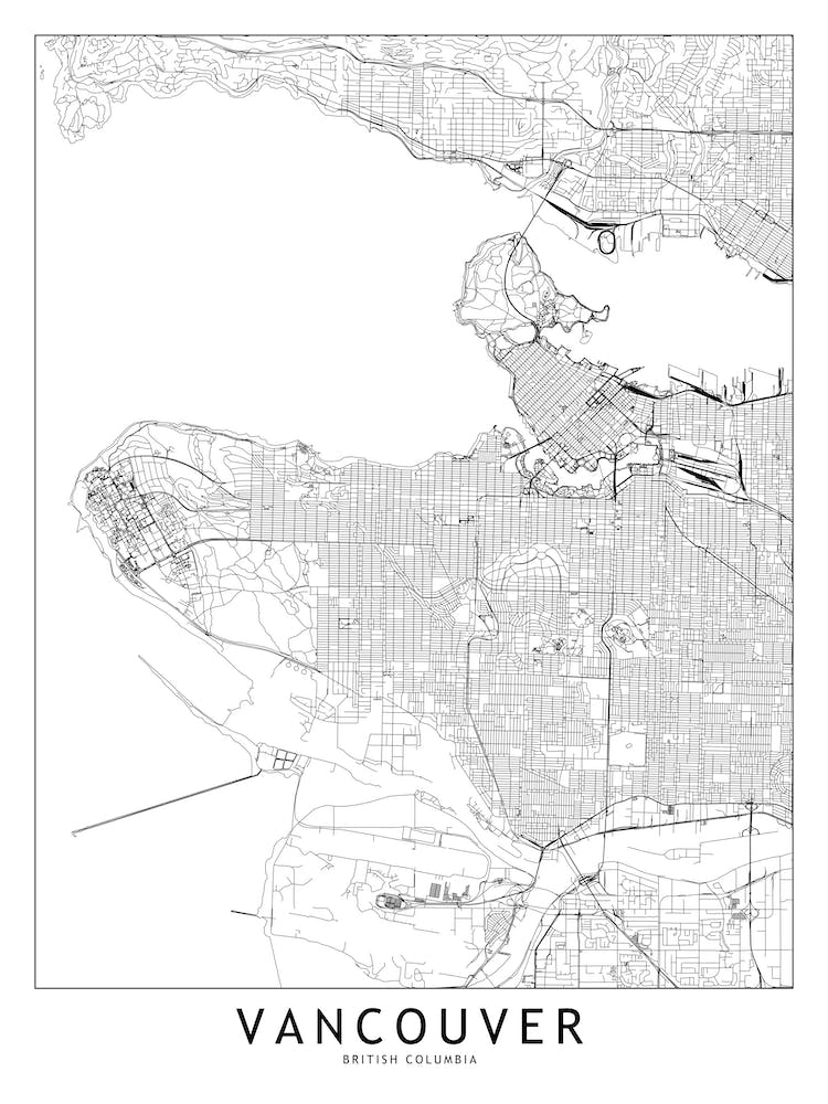 Vancouver White Map