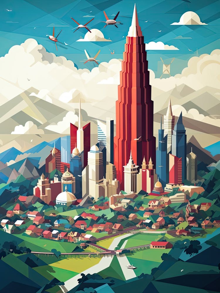 Kuala Lumpur, Malaysia, Geometric Illustration 2