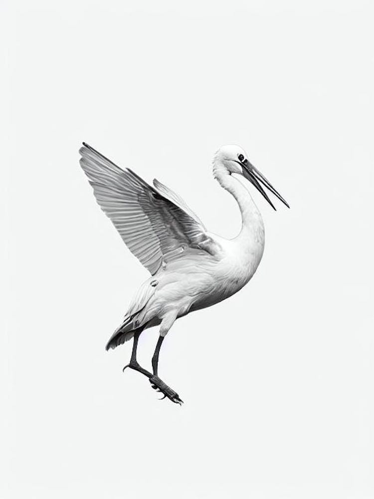 Stork B&W Pencil Drawing 1 Bird