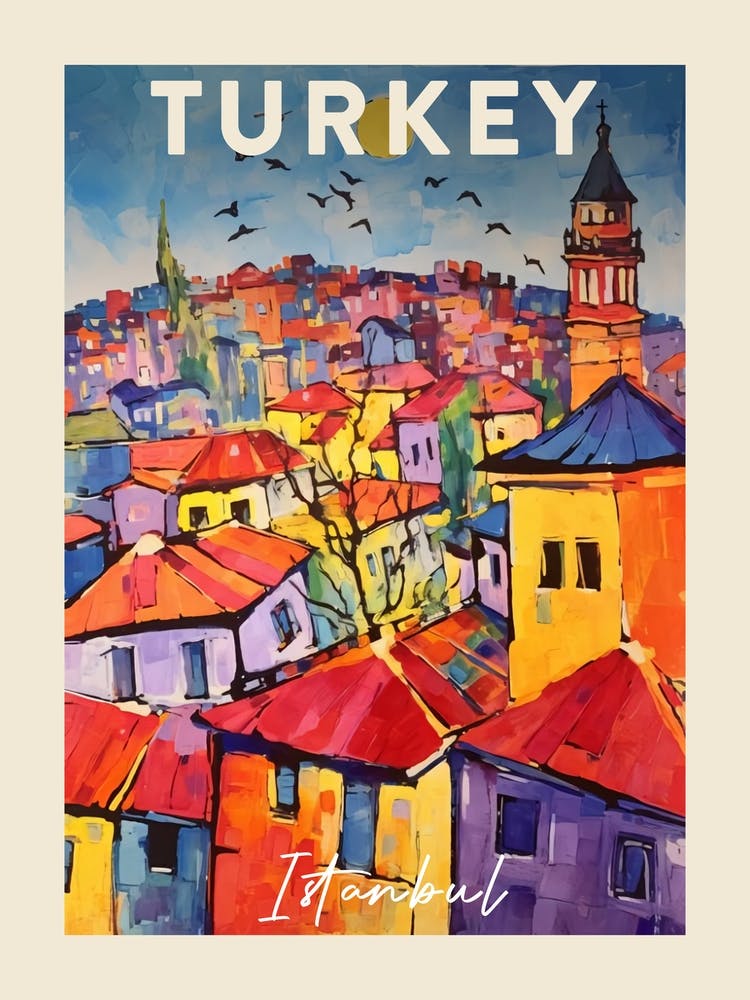Istanbul Turkey 3 Fauvist Painting  Travel Poster