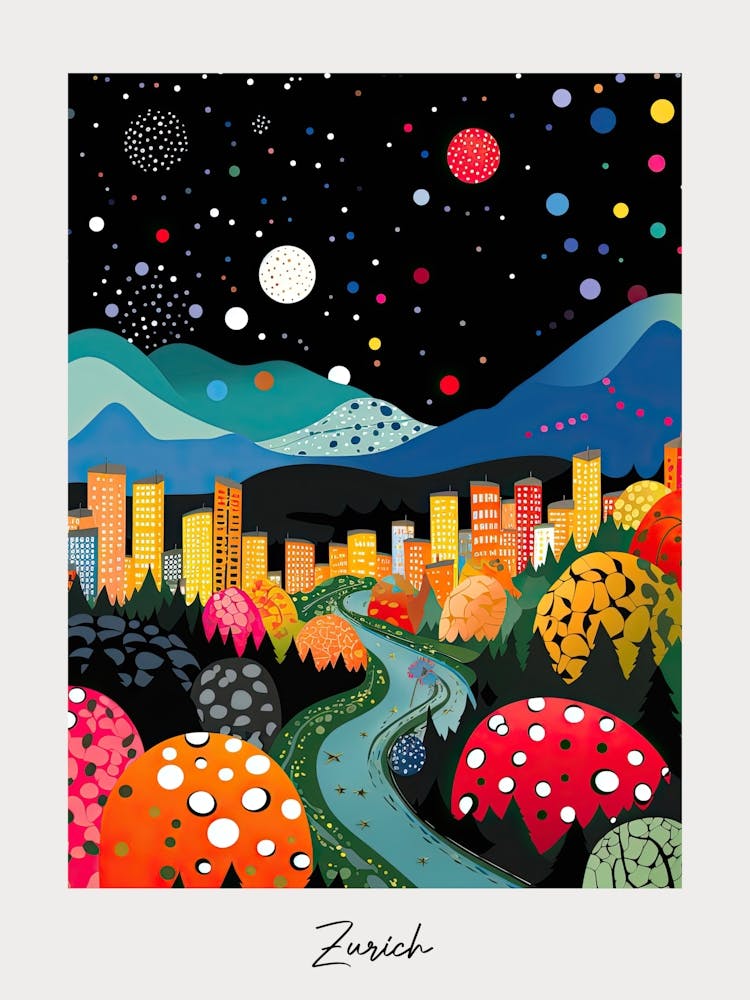 Poster Of Zurich, Illustration In The Style Of Pop Art 3