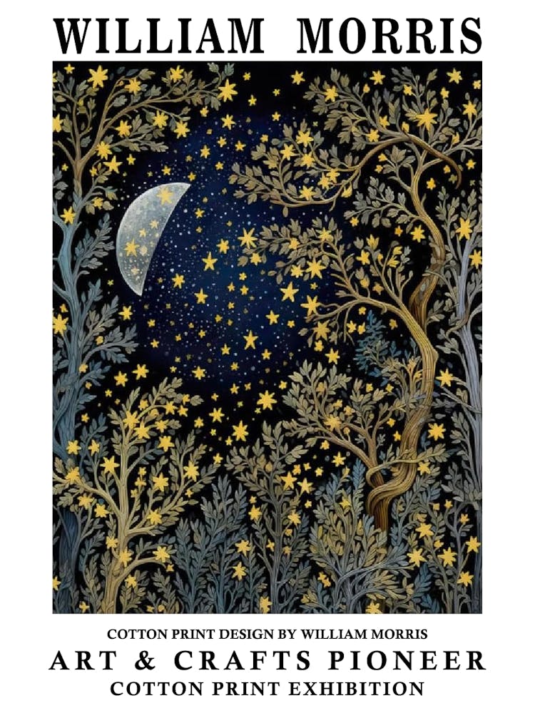 William Morris Print Moon Night Forest 3 3 1